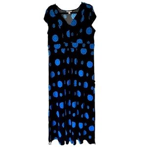 ♥️Dana Buchman maxi dress black with blue geometric print